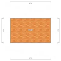 Coohom floor plan editor showing a rectangular room with wood flooring and four dimension lines